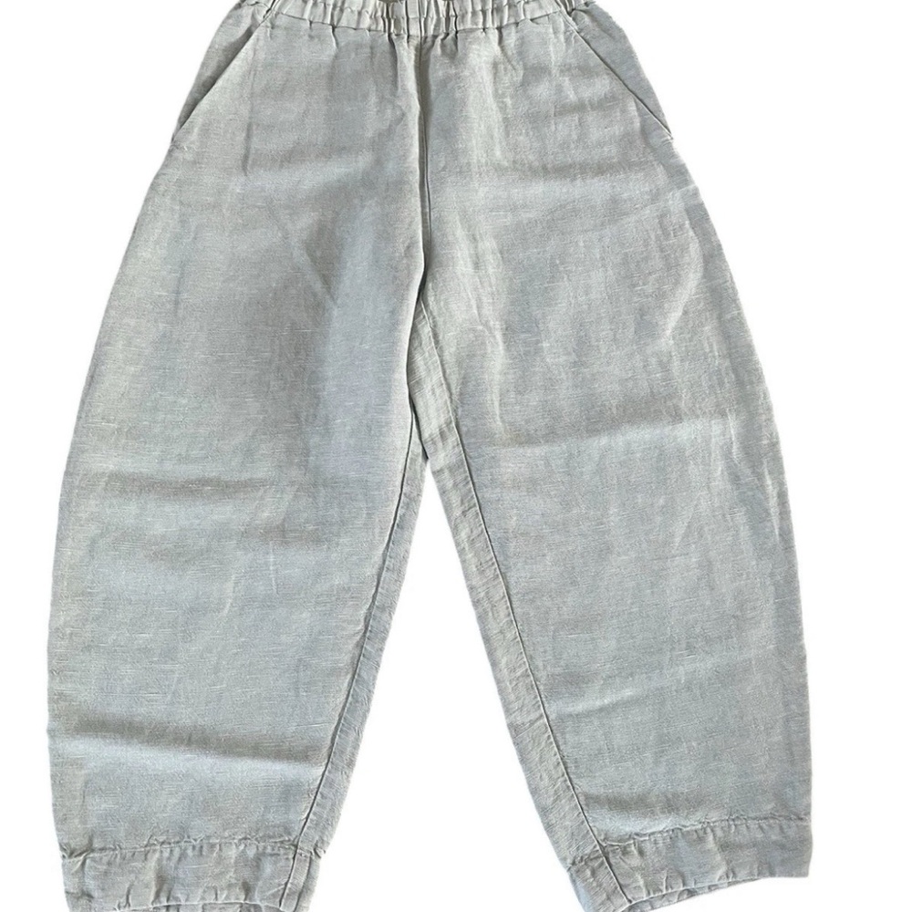 Ischiko Oska Women's Creamy Beige Wide Leg Linen Balloon Pants Size 1